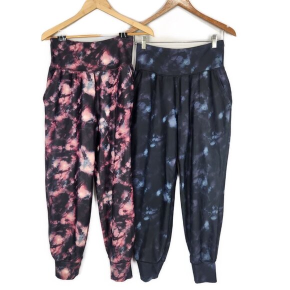 Old Navy Active High Rise Joggers Go Dry Size M Power Soft Bundle of 2 Pink Blue - Picture 1 of 10